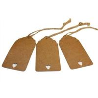 Label hart karton 4x8cm + 22cm met koord 50 stuks - thumbnail