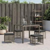 Tuinkrukken 4 st met kussens 41x41x36 cm poly rattan grijs - thumbnail