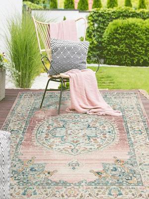 Karpet24 Salsa - Vintage Style tapijt, modern design, weerbestendig en uv-bestendig, voor balkon, terras en serre, ook geschikt voor binnen roze-80 x 300 cm