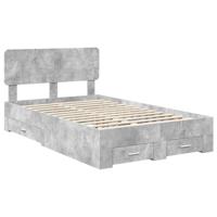 Bedframe met hoofdeinde Beton Grijs 120 x 190 cm Bewerkt hout - thumbnail
