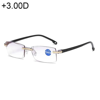 Rimless anti blauw-ray blauwe film lenzen Presbyopische bril + 3.00 D (zwart)