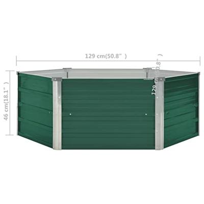 VidaXL Plantenbak verhoogd 129x129x46 cm gegalvaniseerd staal groen VidaXL Plantenbak verhoogd 129x129x46 cm gegalvaniseerd staal groen