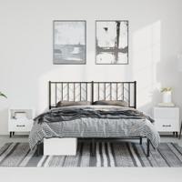 Bedframe met hoofdbord metaal zwart 193x203 cm - thumbnail