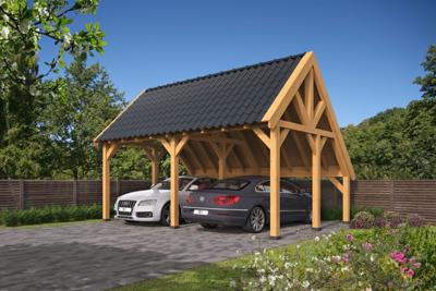 Tuindeco Billund XL Type 1 kapschuur 600x460 cm vuren Red Class Wood geïmpregneerd- Kapschuurdak- - Tuindeco