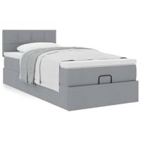 Bed met matras 90x200 cm stof lichtgrijs - thumbnail