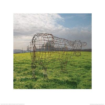 Kunstdruk Pink Floyd - Wireframe Cow 40x40cm Kunstdruk Pink Floyd - Wireframe Cow 40x40cm