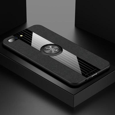 Voor OPPO R11 XINLI stiksels doek Textue schokbestendig TPU beschermhoes met ring houder (zwart)