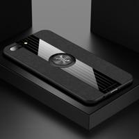 Voor OPPO R11 XINLI stiksels doek Textue schokbestendig TPU beschermhoes met ring houder (zwart) - thumbnail