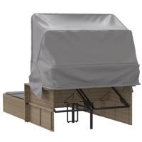 Ligbed 2-persoons luifel en kussens poly rattan gemengd beige - thumbnail