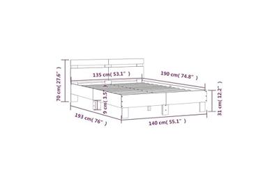 Bedframe met hoofdeinde en LED wit 135x190 cm