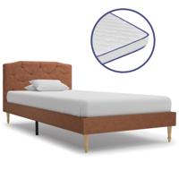 vidaXL Bed met traagschuim matras stof bruin 90x200 cm - thumbnail