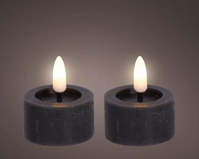 Lumineo ledtheelicht d4h5cm 2st grijs