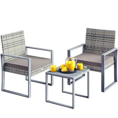Polyrotan Balkonset Tuinset 3-delig Grijs