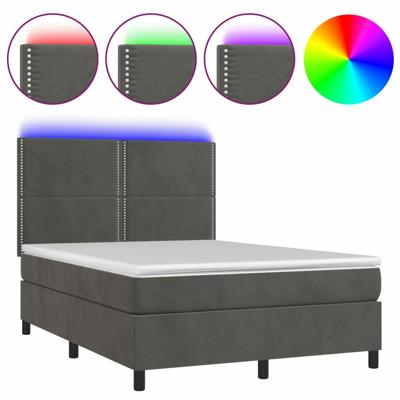 Boxspring met matras en LED fluweel donkergrijs 140x200 cm