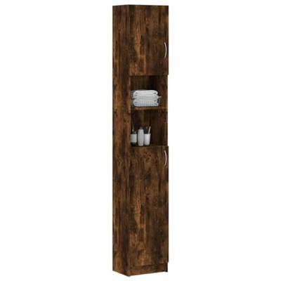Badkamerkast 32x25,5x190 cm bewerkt hout gerookt eikenkleurig