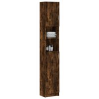 Badkamerkast 32x25,5x190 cm bewerkt hout gerookt eikenkleurig - thumbnail