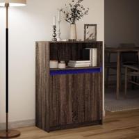 Dressoir met LED 72x34x100 cm bewerkt hout bruin eikenkleur - thumbnail