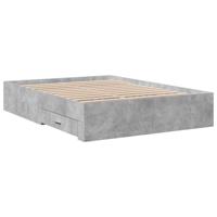 Bedframe met lades bewerkt hout betongrijs 120x200 cm - thumbnail