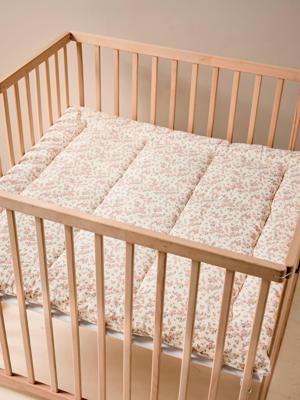 Vloermatras / Parkbodem hydrofiel katoen BLOEMEN wit, bedrukt