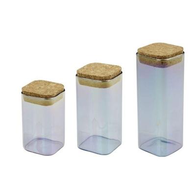 Set van 3 glazen voorraadpotten met deksel - FACKELMANN - Tasty Green - 280, 330 en 450 ml Set van 3 glazen voorraadpotten met deksel - FACKELMANN - Tasty Green - 280, 330 en 450 ml