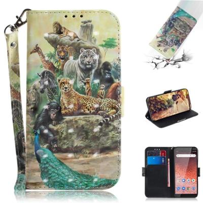 3D gekleurde tekening dieren patroon horizontale Flip lederen case voor Nokia 1 Plus met houder & card slots & portemonnee