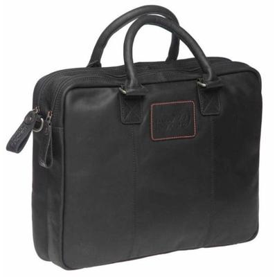 Newlooxs Lederen laptoptas santos - luxe, stevig leer - geschikt voor woon-werkverkeer - zwart, cognac - r&k variohaken - unisex