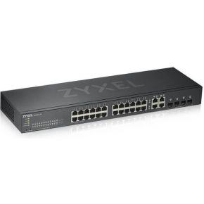 Zyxel 24-poorts Gigabit Ethernet Smart Managed Switch - Zonder ventilator met 4 Gigabit combo-poorten en Hybride Cloudmodus, Levenslange garantie [GS1920-24v2]