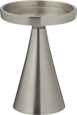Kandelaar aluminium stompkaars 10x13cm zilver