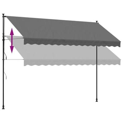 Luifel uittrekbaar 350x150 cm stof en staal antracietkleurig - thumbnail