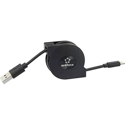 Renkforce USB-kabel USB 2.0 USB-A stekker, Apple Lightning stekker 0,80 m zwart RF-4352330