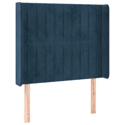 Hoofdbord met randen 147x16x118/128 cm fluweel donkerblauw