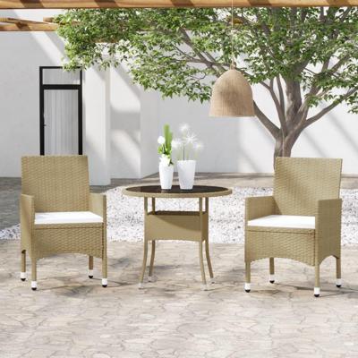 3-delige Tuinset poly rattan beige