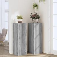 Plantenstandaards 2 st 33x33x100 cm bewerkt hout grijs sonoma - thumbnail