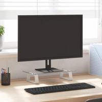 VidaXL Monitorstandaard 40x20x8 cm gehard glas en metaal wit - thumbnail