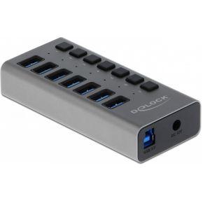 Delock 63669 USB 3.2 Gen 1-hub 7 poorten Grijs