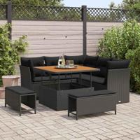 Tuinbankenset 8 pcs Zwart poly rattan - thumbnail