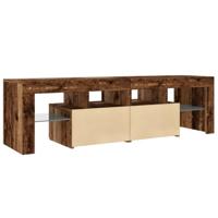 Tv-meubel met LED 140x36,5x40 cm bewerkt hout oud hout - thumbnail