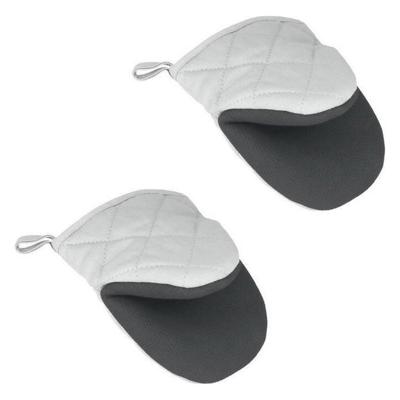 Metaltex katoenen ovenhandschoenen 14x14 cm grijs/wit 2 stuks