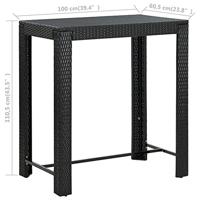 Tuinbartafel 100x60,5x110,5 cm poly rattan zwart - thumbnail