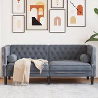 Tweezitsbank Chesterfield-stijl en bolsters fluweel donkergrijs - thumbnail