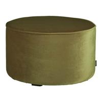 WOOOD Poef 'Sara' Laag, Velvet, kleur Army - thumbnail