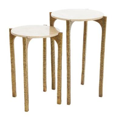 Light & Living Bijzettafel 'Kanae' Set van 2 stuks, Travertin