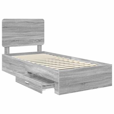 Bedframe met hoofdeinde Grijs Sonoma 75 x 190 cm Bewerkt hout