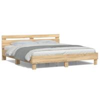Bedframe met hoofdeinde en LED sonoma eikenkleurig 200x200 cm - thumbnail