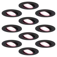 Set van 10 Miro smart inbouwspots - Wifi + Bluetooth - RGBWW - GU10 - Kantelbaar - Google Home, Amazon Alexa en Siri - IP20 voor binnen - Zwart - thumbnail
