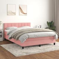 Boxspring met matras fluweel roze 140x190 cm - thumbnail