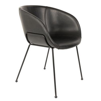 Zuiver Eetkamerstoel 'Feston' PU leer, kleur Zwart Zuiver Eetkamerstoel 'Feston' PU leer, kleur Zwart
