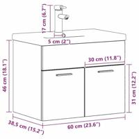Badkamerkast met opslag Oudhout 60 x 38,5 x 46 cm Bewerkt hout - thumbnail
