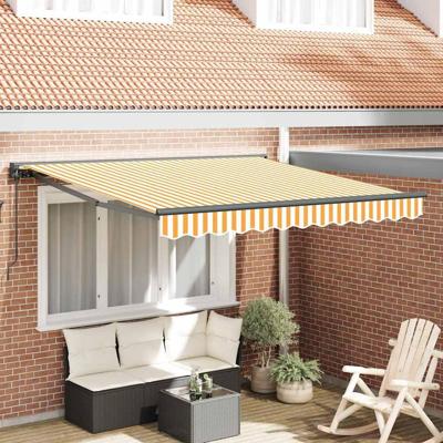 VidaXL Inklapbaar zonnescherm geel en wit 300 x 250 cm