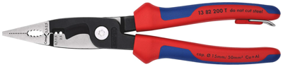 Knipex Elektro installatietang | Meer-componentengrepen | Geïntegreerde bevestiging - 13 82 200 T BK Knipex Elektro installatietang | Meer-componentengrepen | Geïntegreerde bevestiging - 13 82 200 T BK